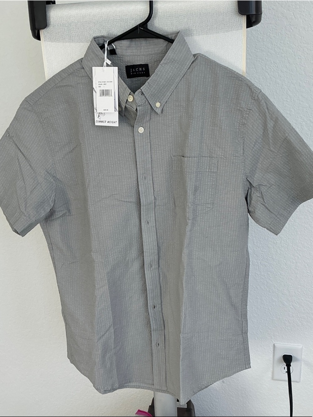 Jachs Short-Sleeve Button-Down Shirt in Light Gray